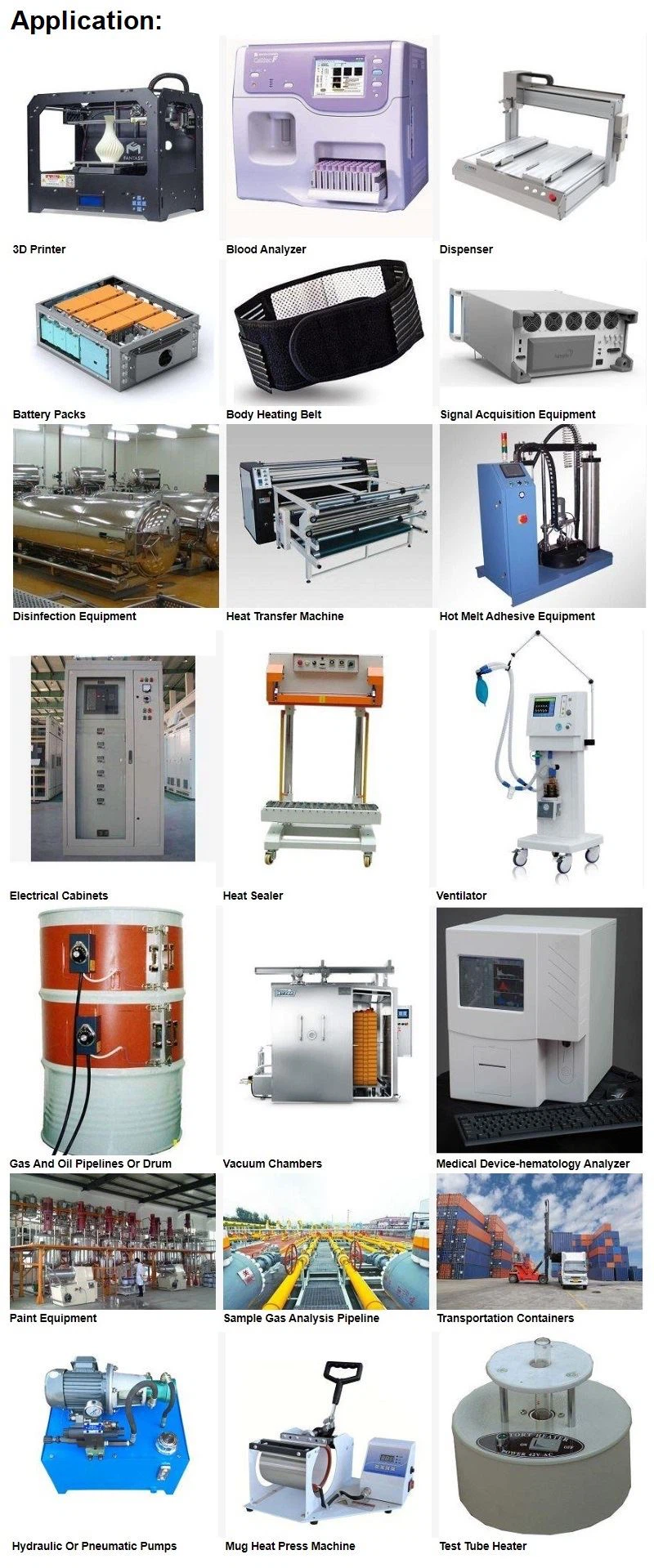 Application-Silicone Rubber Heater